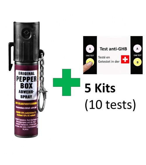 OFFRE | Spray au poivre Lady + 5 kits tests anti-GHB (10 tests) pour votre...